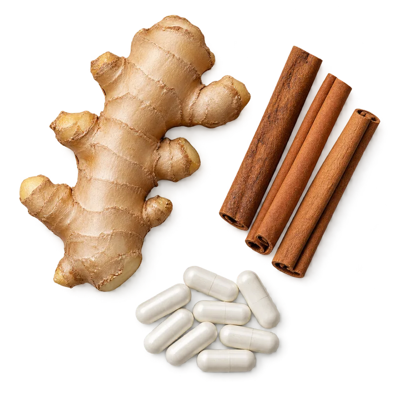 Ginger, cinnamon and probiotic blend